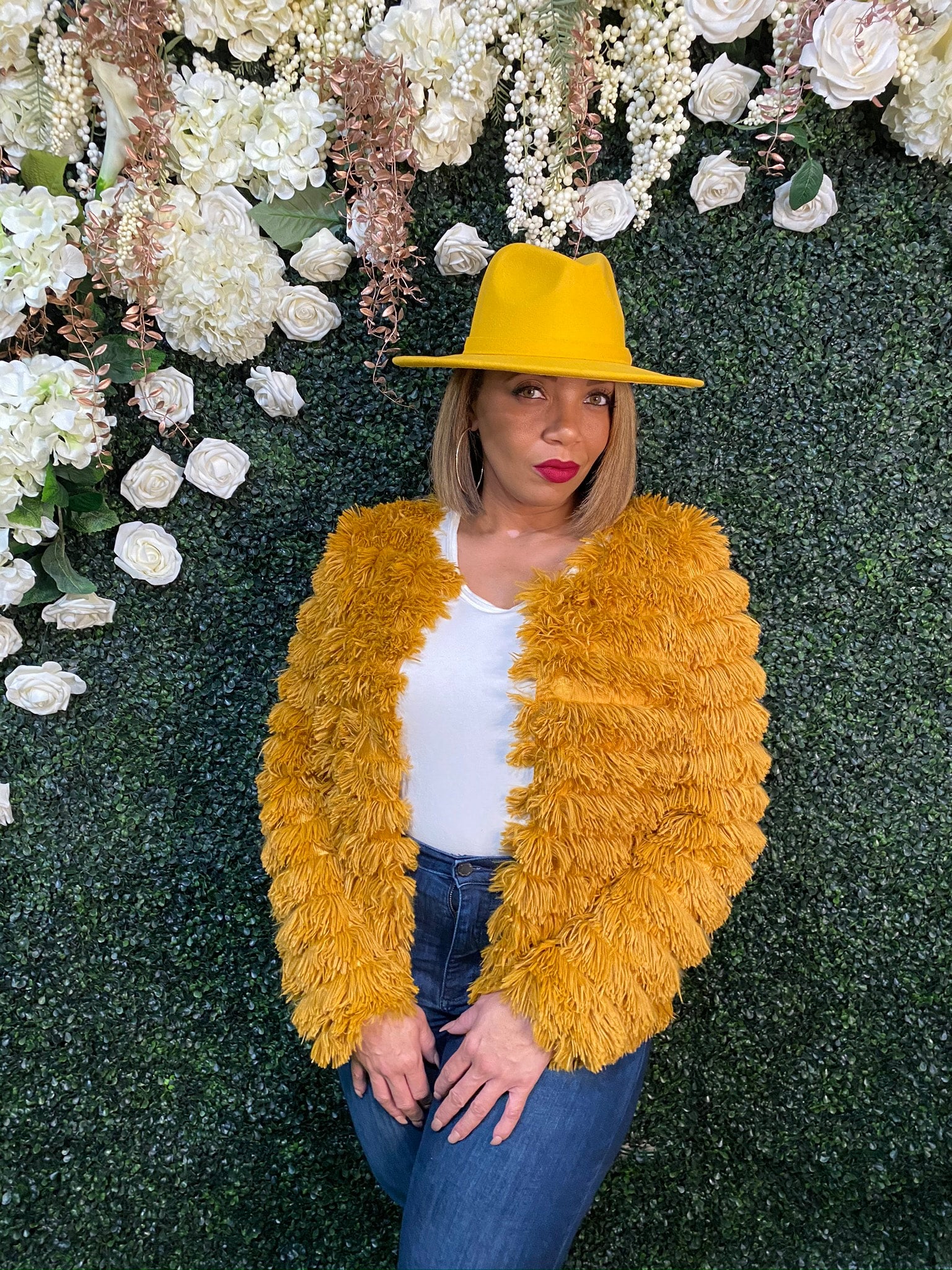 Mustard fringe jacket deals